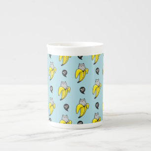 Cat in banana bone china mug