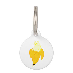 Cat in banana - Choose background color Pet Tag