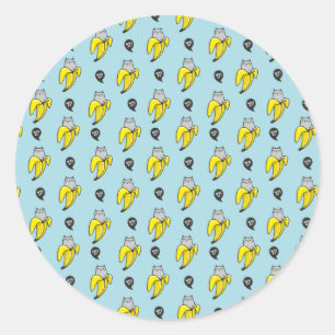 Cat in banana classic round sticker