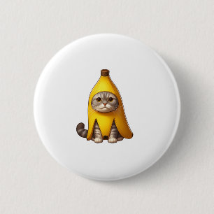 Cat in Banana Costume  6 Cm Round Badge