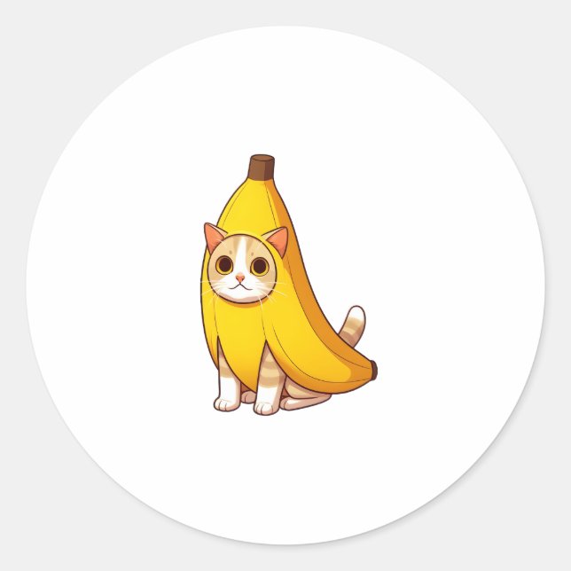 Cat in Banana Costume  Classic Round Sticker (Front)