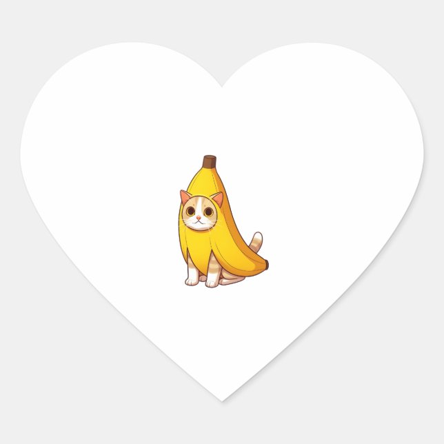 Cat in Banana Costume  Heart Sticker (Front)