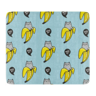 Cat in banana cutting board