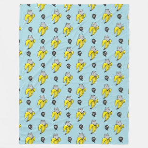 Cat in banana fleece blanket