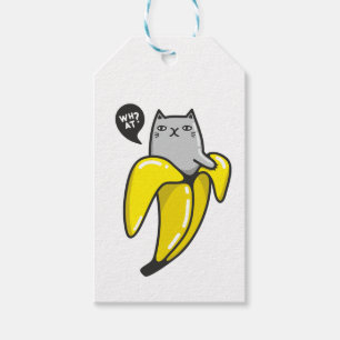 Cat in banana gift tags