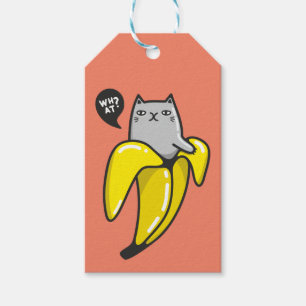 Cat in banana gift tags