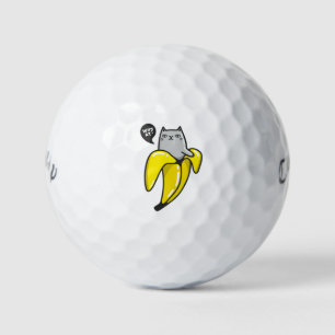Cat in banana golf balls