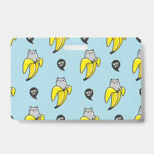 Cat in banana ID badge