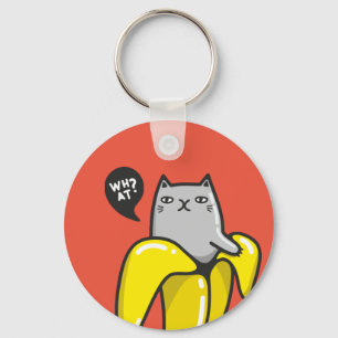 Cat in banana key ring
