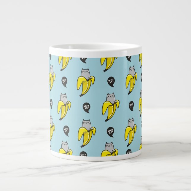 Cat in banana large coffee mug (Front)