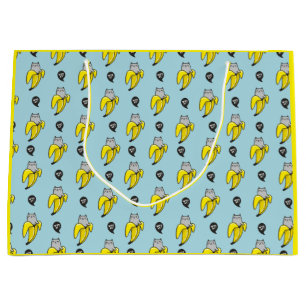 Cat in banana large gift bag