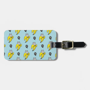 Cat in banana luggage tag