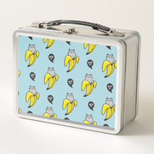 Cat in banana metal lunch box