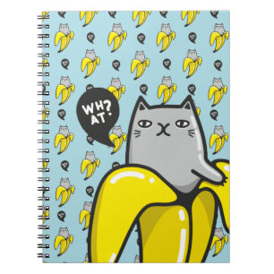 Cat in banana notebook