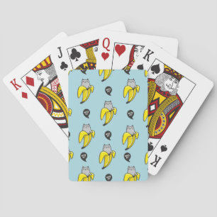 Cat in banana playing cards