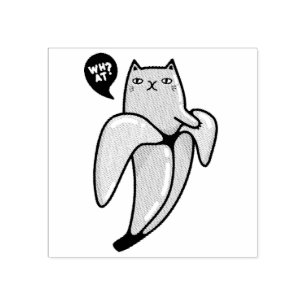 Cat in banana rubber stamp