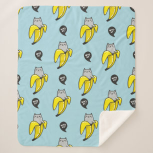 Cat in banana sherpa blanket