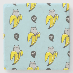 Cat in banana stone coaster