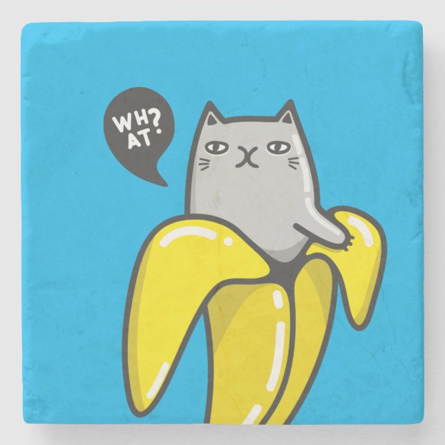 Cat in banana stone coaster (Front)