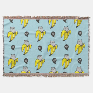 Cat in banana throw blanket