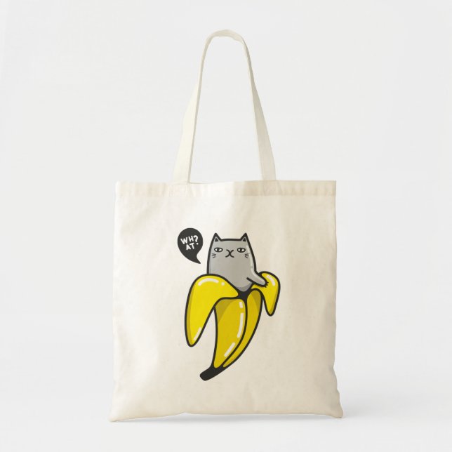 Cat in banana tote bag (Front)