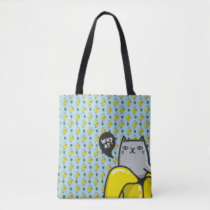 Cat in banana tote bag