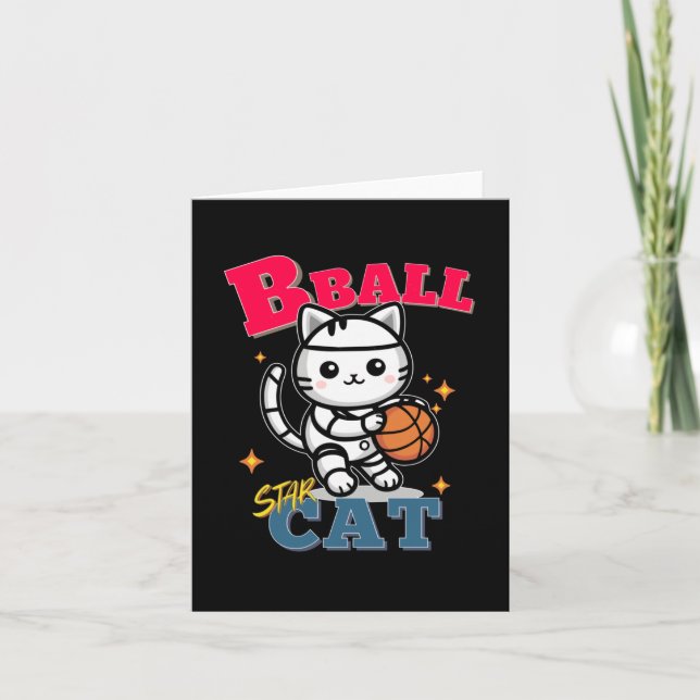 Cat In Basketball  Card (Front)