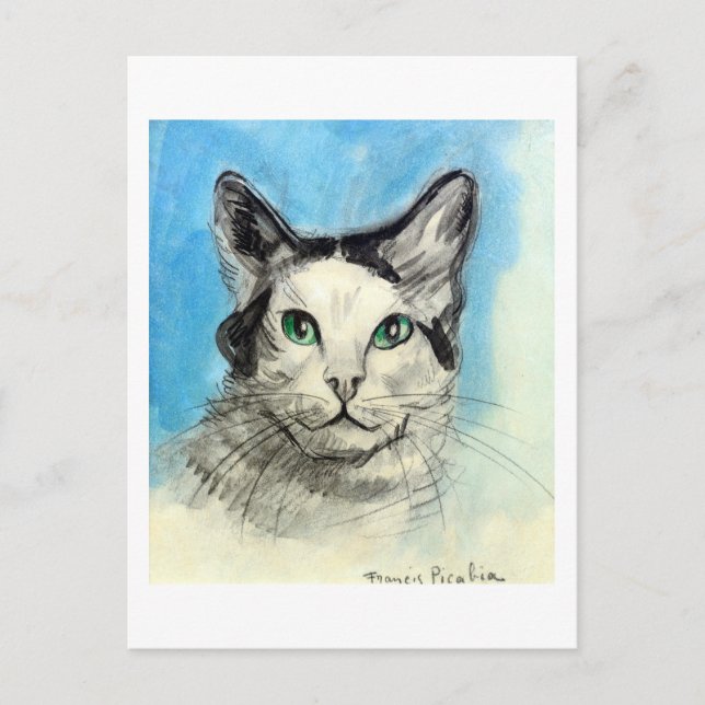Cat in Blue, Francis Picabia Postcard (Front)