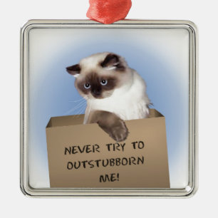 Cat in Box Metal Tree Decoration