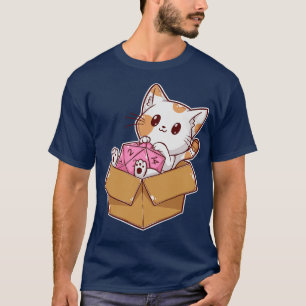 Cat in Box With D20 Dice T-Shirt