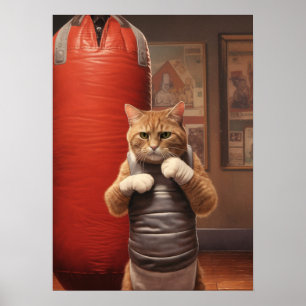 Cat In Boxing Gym Poster