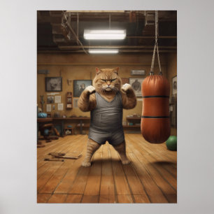Cat In Boxing Gym Poster