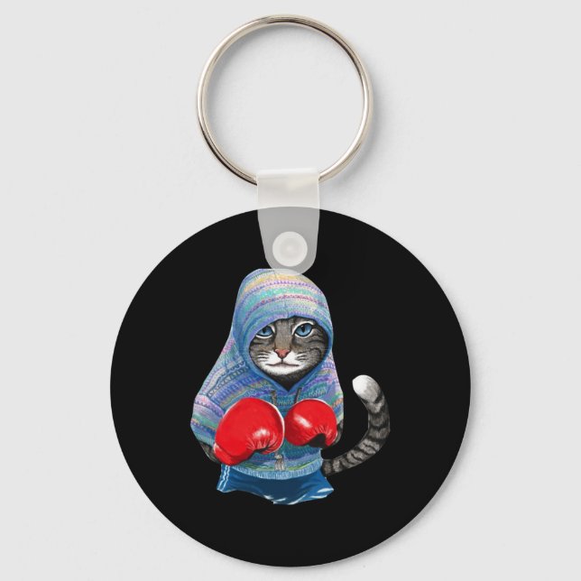 Cat In Boxing Suit  Key Ring (Front)