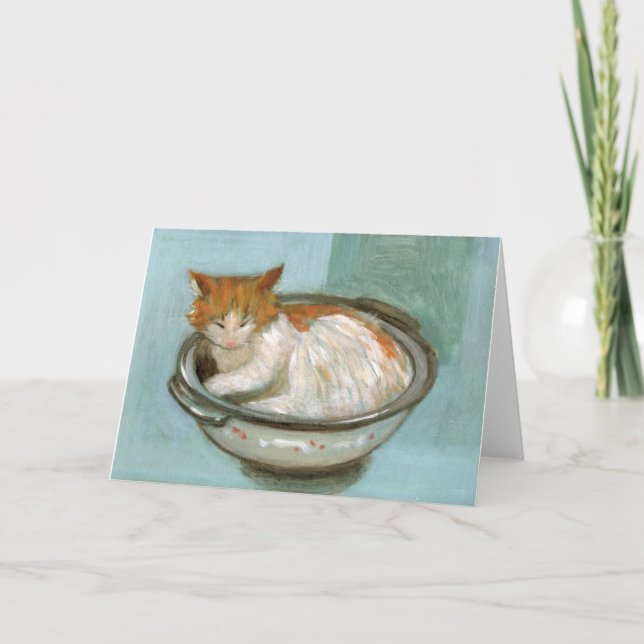 Cat in Casserole Greeting Card (Front)
