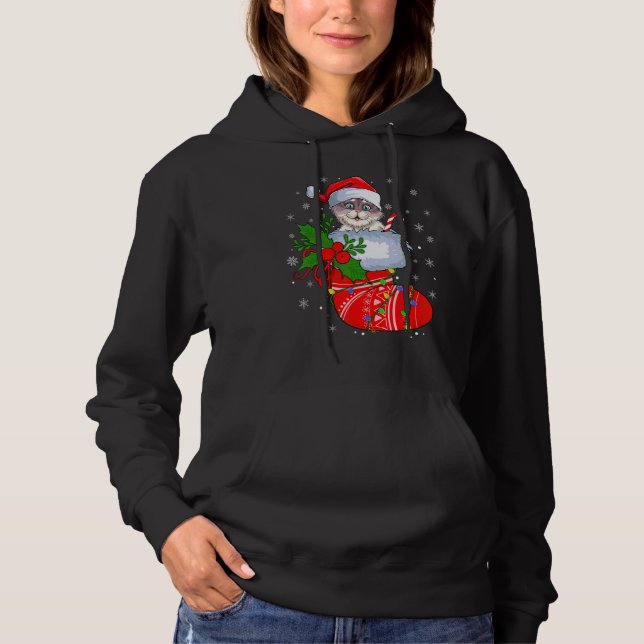 Cat In Christmas Socks   Santa Cat Xmas Hoodie (Front)