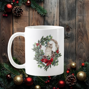 Cat in Christmas Wreath Coffee Mug