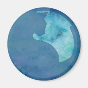 Cat in Circle - Blue Magnet