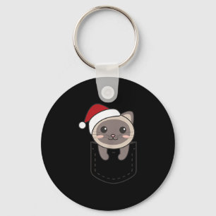 Cat In Cket Christmas In Breast Cket Cute Cat Men  Key Ring