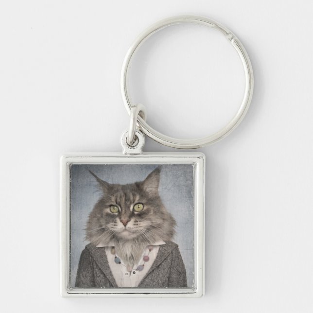 Cat In Clothes Key Ring (Front)