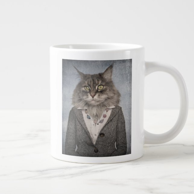 Cat In Clothes Large Coffee Mug (Right)