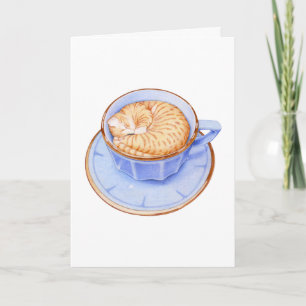 Cat in Coffee Blank Card