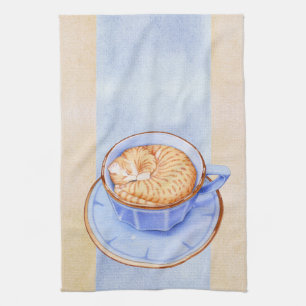 Cat in Coffee Tea Towel