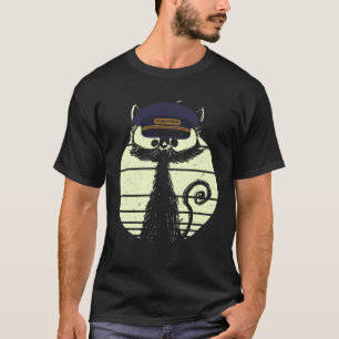 Cat In Conductor Engineer Uniform Cat Train Conduc T-Shirt
