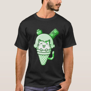 Cat in Cone Green T-Shirt