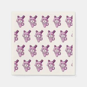 Cat in Cone Pink Napkin