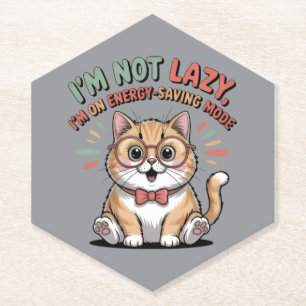 Cat in Energy Saving Mode Paper Coaster