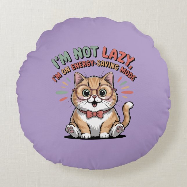 Cat in Energy Saving Mode Round Cushion (Front)