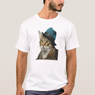 Cat in Fedora Men's Basic T-Shirt Design