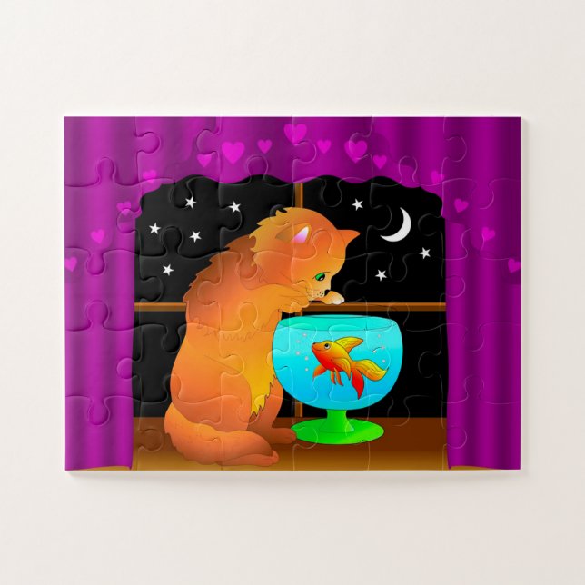 Cat in Fishbowl Jigsaw Puzzle (Horizontal)