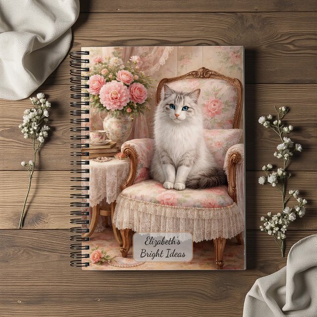 Cat in Floral Armchair Notebook (Creator Uploaded)